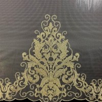  Тюль с вышивкой "BONBON" A2 (gold)
