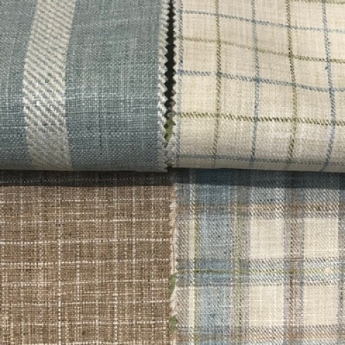 Ткань для штор и обивки в клетку льняная